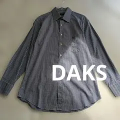 DAKS チェック柄 長袖シャツ ネイビー☓ホワイト