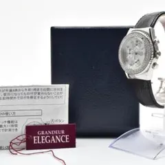 稼働品 GRANDEUR レディース腕時計 ストーンベゼル クロノグラフ
