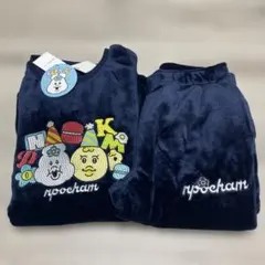 新品 んぽちゃむ ルームウェア パジャマ モコモコ 刺繍 部屋着 着る毛布 M