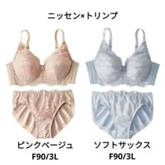ニッセン×トリンプ　ノンワイヤーブラ&ショーツ 2セット　グラマーサイズ