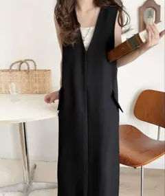 クラシカルエルフ ポケット付Vネック ワンピース