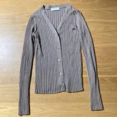 SLOBE IENA ベージュ Vネック リブ編みカーディガン
