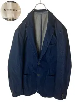 濃いインディゴブルーデニムカラーリング ストレッチ素材ジャケットゆったりサイズ