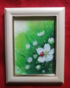 絵画 アクリル絵 アクリル絵の具 画材 キャンバス 額縁 てんとう虫