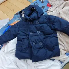 ネイビー フード付き ダウンコート