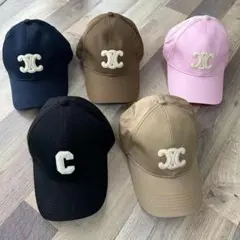 美品 CELINE トリオンフ ベースボールキャップ ブラック / カーキ