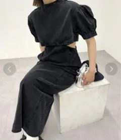 【who's who gallery】 デニムワンピース　ブラック 美品✨️