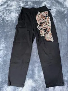 yul 刺繍 イージーパンツ ブラック エスニック 花柄