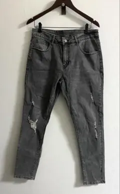 SHEIN ダメージ加工 デニムパンツ ジーンズ グレー