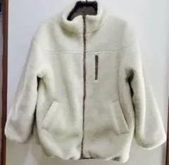 ホワイト系クリーム色ボアジャケットリバーシブル