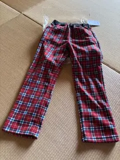 キッズ チェック柄パンツ 裏起毛　長ズボン 赤系120センチ　新品未使用超美品