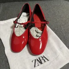 ZARA レッド バレエフラットシューズ 35※未使用