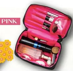 メイクポーチ_ブラック✕ピンク