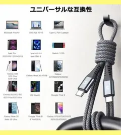 USB Cケーブル【1m/2本セット,PD急速充電100W/5A】タイプc