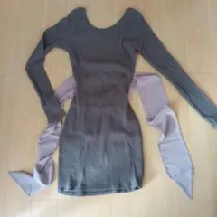 GYDA長袖 リボン付き ミニワンピース