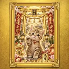 金福招猫開運 猫 招き猫 開運絵画 アート 金運 招福 家内安全 風水 御守り