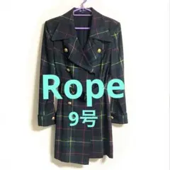 Rope✨タータンチェック柄　金ボタン　ダブルブレストコート　9号