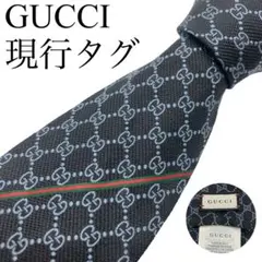 【未使用級】GUCCI グッチ ネクタイ GG柄 ストライプ ネイビー