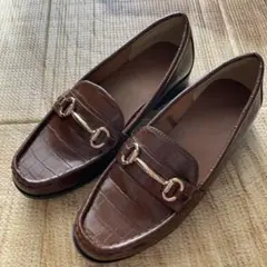 ★美品★GUレディース 型押し風ローファーＭ