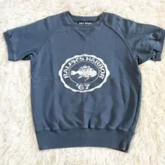 【希少】90s POLO SPORT 半袖 スウェット トレーナー 魚拓プリント