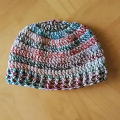 ビーニー クロシェ ニット帽 クラッシャー 手編み クロシェハット ミックス
