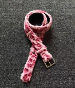 ファー素材 ピンクと赤のヒョウ柄ベルト