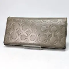 1541 COACH コーチ CCロゴ グレー レザー 二つ折り財布 長財布