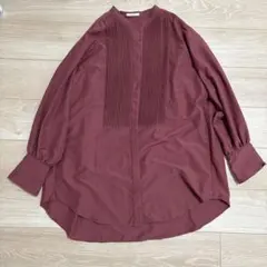 BAYFLOW ピンタックバンドカラーシャツ ボルドーのサムネイル