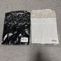 レース付きブラック、ホワイト半袖シャツ