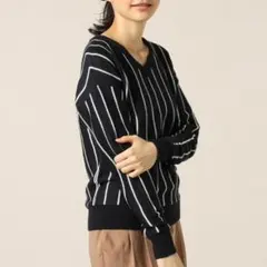 LOWRYS FARM♡大人スタイル！ ストライプニット Vネック ジーナシス系