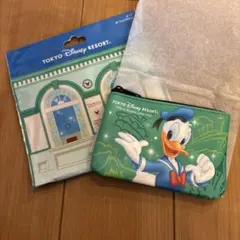 ディズニーチケット柄 ポーチ ドナルド ランダム　新品　未使用