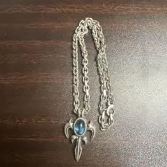 シルバー925 ブルートパーズ付きスカルデザイン ネックレス