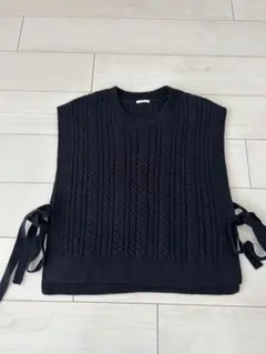 GU ダークネイビー ケーブルニットベスト XL