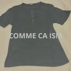 COMME CA ISM ダークグレー ボタン付きTシャツ
