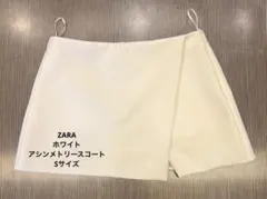 ZARA アシメントリースコート　オフホワイト　S スカート　キュロット