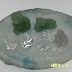 天然石 犬 置物 6個セット