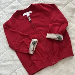 BURBERRY 赤 ジップアップ カーディガン 12M