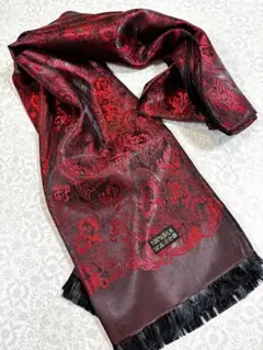 新品未使用　大判ストール　100%シルク RED系　花柄 　ゴージャス！