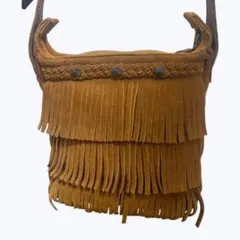 ミネトンカ 3段フリンジ ショルダーバッグ 本革スエード ブラウン