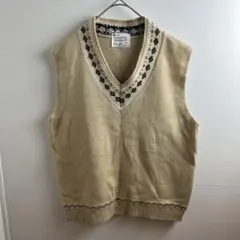ニット ベスト Vネック レディース ベージュ フリーサイズ