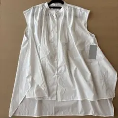 hML ヒューエルミュージアム　日本製　ホワイト ノースリーブ シャツ Fサイズ