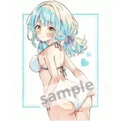 【中色紙】 手描きイラスト アナログ 原画 オリジナル 女の子