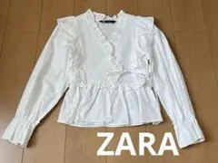 ZARA フリルカシュクールブラウス トップス ホワイト