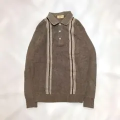 Vintage 80s ウール混ニットポロシャツ シティーボーイ トラッド 古着のサムネイル
