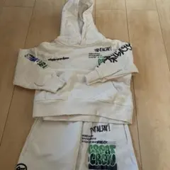 ZARA クリーム色 フード付きパーカー 6-7歳　スエットセットアップ