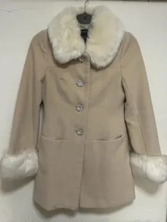 pinkmixコート ファー付きベージュコート　サイズS