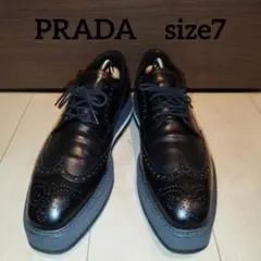 名品 PRADA プラダ　7　靴 厚底　ウィングチップ エスパドリーユのサムネイル