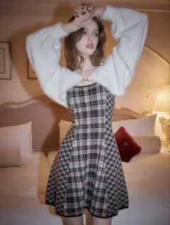 フェザーチェックアンサンブルワンピース