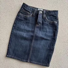 ダークデニム タイトスカート ダメージ加工あり