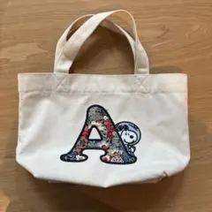 スヌーピー 花柄 A字刺繍 トートバッグ
